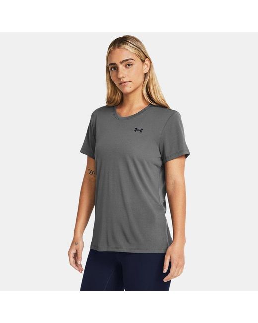 Camiseta De Manga Corta Tech Para Mujer Castlerock Negro Under Armour de color Gray