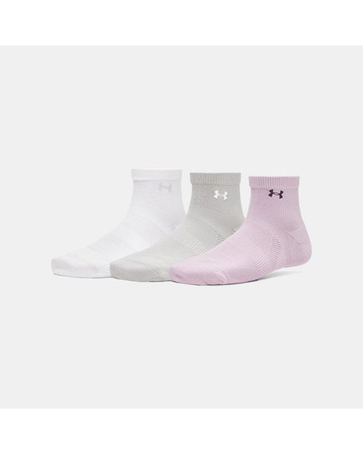 Under Armour Pink Ua Vanish 3-pack Quarter Socks
