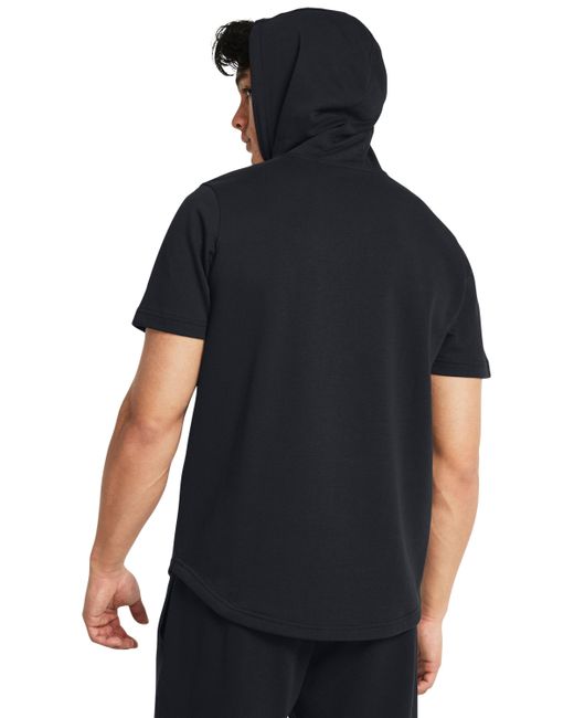 Under Armour Black Project Rock Terry Payoff Short Sleeve Hoodie for men
