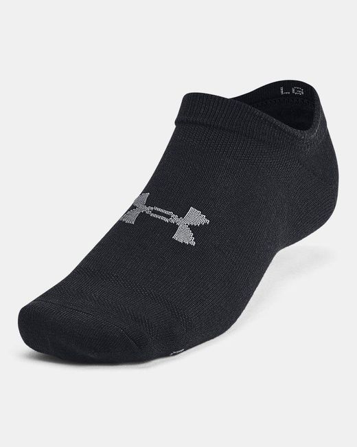 Under Armour Black Essential 6-Pack No-Show Socks Castlerock
