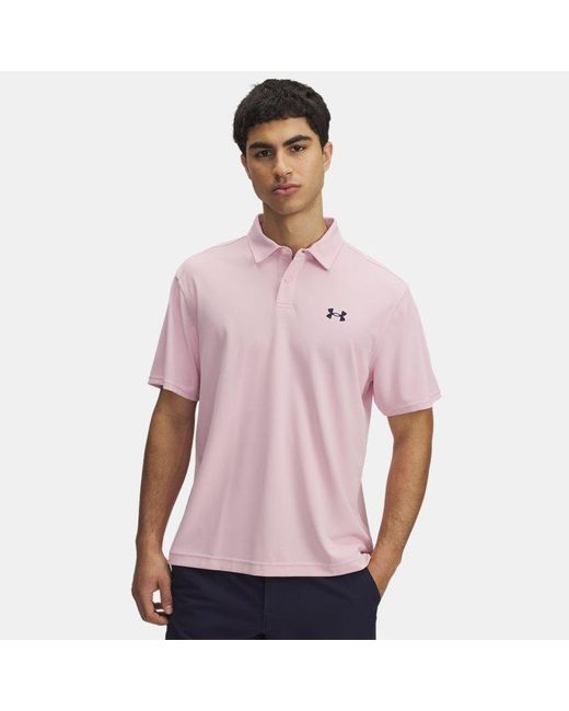 Under Armour Pink Tee To Pique Polo Prime Midnight for men