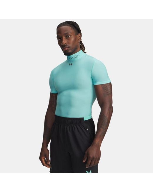 Under Armour Blue Heatgear X Mansory Compression Mock Short Sleeve Tropical Tide for men