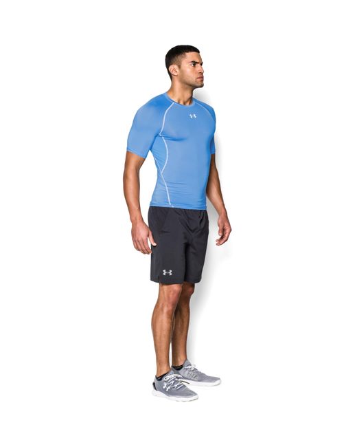 UNDER ARMOUR: HEATGEAR ARMOUR SHORT SLEEVE SHIRT - ROYAL