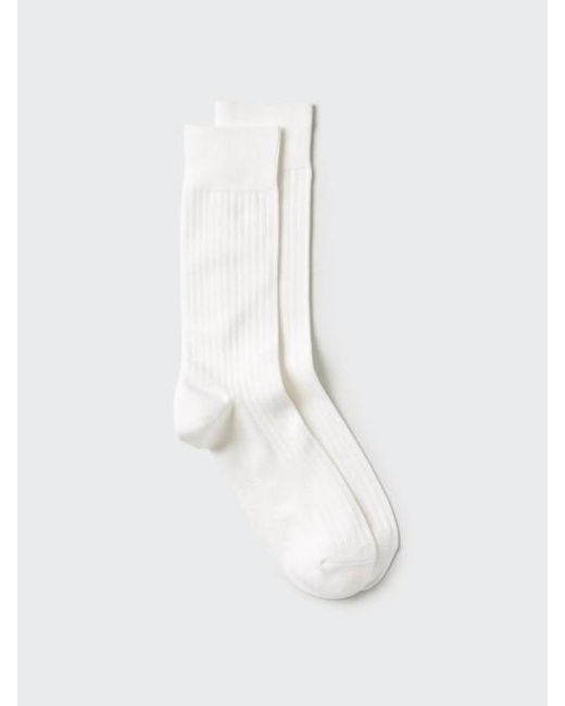 Uniqlo White Heattech Socks (Wide Ribbed) for men