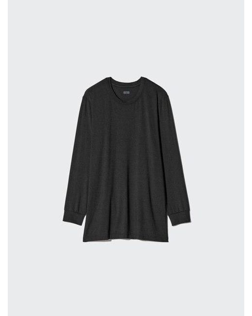 Uniqlo Black Heattech Crew Neck T-Shirt (Long Sleeve) for men