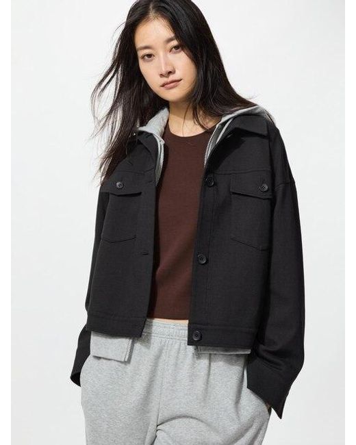 Uniqlo Black Jersey Relaxed Jacket