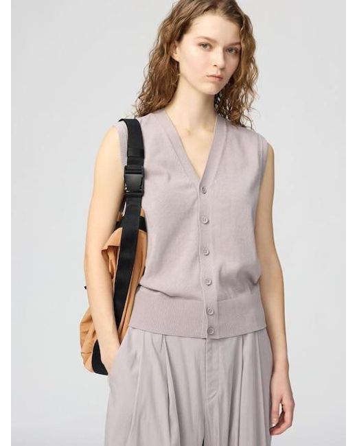 Uniqlo Gray Washable Button-Down Knit Vest