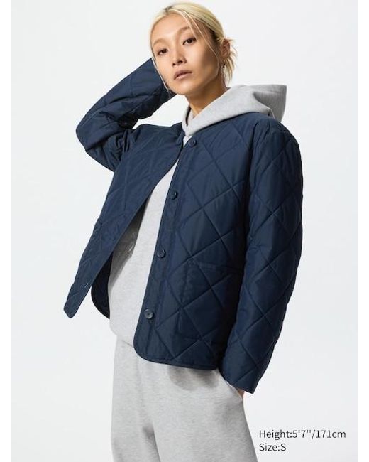 Uniqlo Blue Puffertech Collarless Jacket