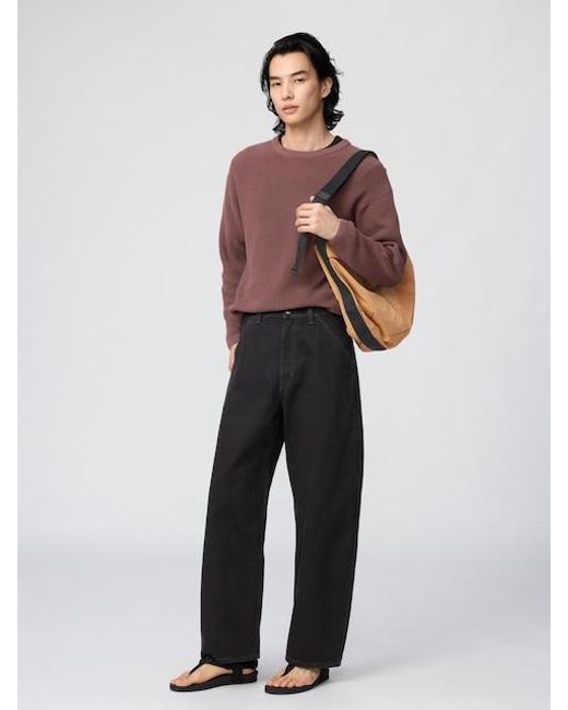 Uniqlo White Wide Tapered Jeans for men