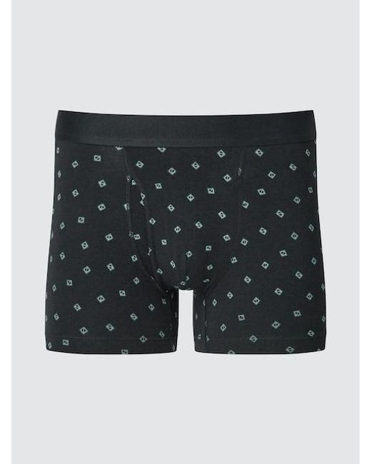 Uniqlo Blue Cotton Boxer Briefs (Printed) for men