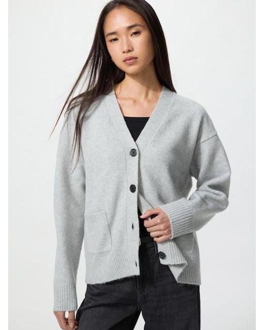 Uniqlo Gray Soufflé Yarn Relaxed Cardigan