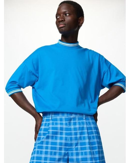 Uniqlo Blue 100% Supima Cotton Oversized T-Shirt for men