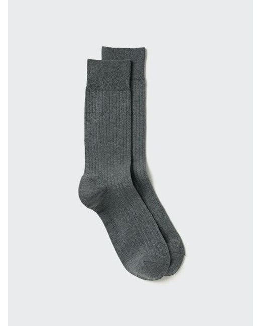 Uniqlo Gray Heattech Socks (Wide Ribbed) for men