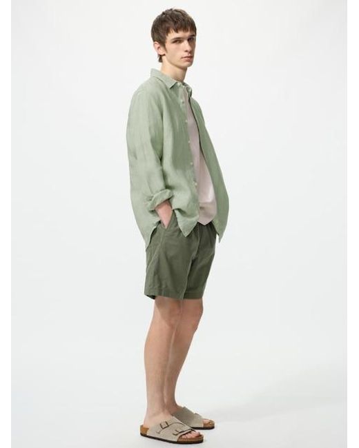 Uniqlo Green Linen Blend Easy Shorts for men