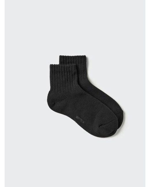 Uniqlo Black Heattech Half Socks (Pile) for men