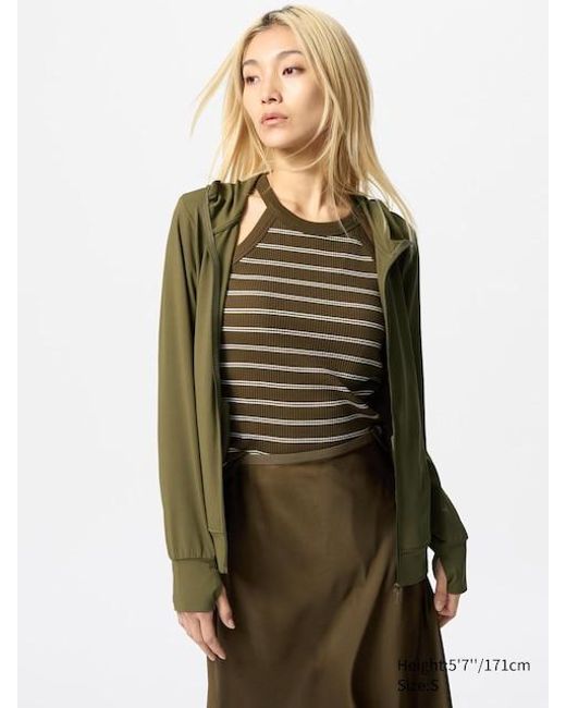 Felpa Airism Protezione Uv Con Cappuccio E Zip di Uniqlo in Green