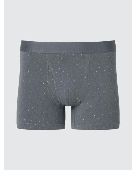 Uniqlo Gray Cotton Boxer Briefs (Dotted) for men