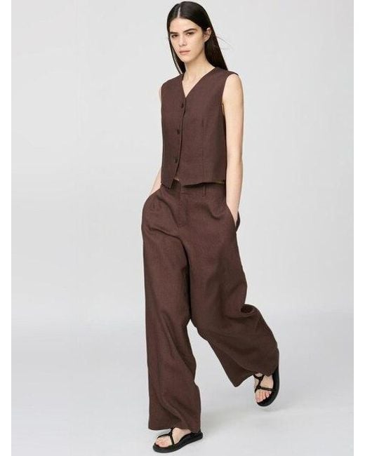 Uniqlo Brown 100% Premium Linen Trousers