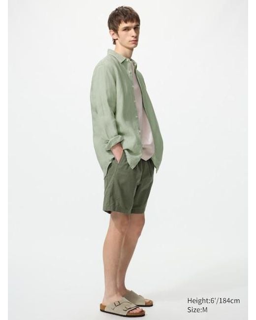 Uniqlo Green Linen Blend Easy Shorts for men