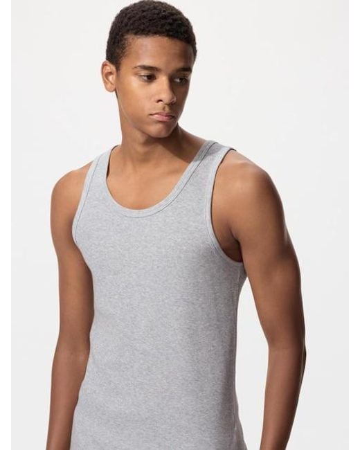 Uniqlo White Dry Ribbed Vest Top for men