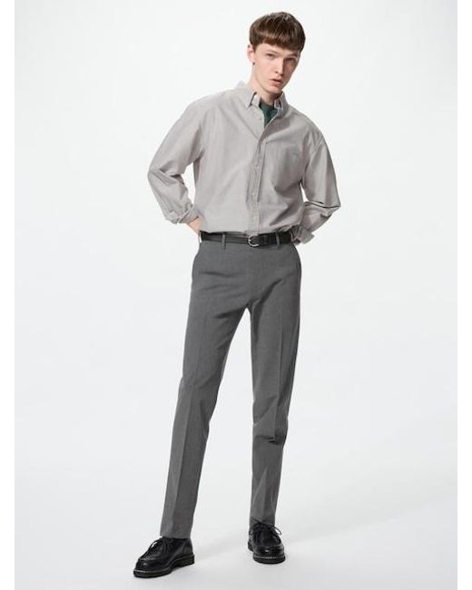 Uniqlo Gray Smart 2-Way Stretch Trousers for men