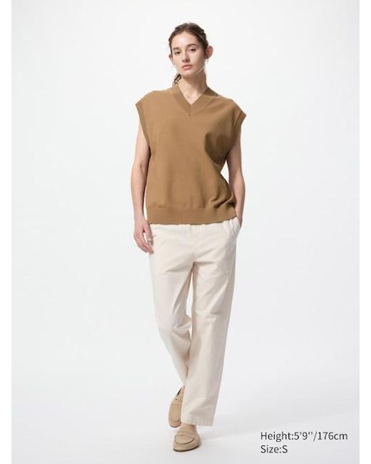 Pantalón Algodón Relax Tobillero (Largo) Uniqlo de color White
