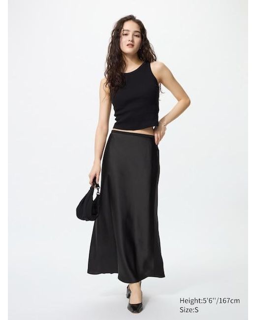 Uniqlo Black Satin Skirt