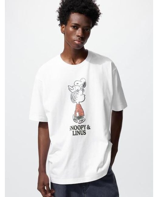 Uniqlo White Peanuts Ut Graphic T-Shirt for men
