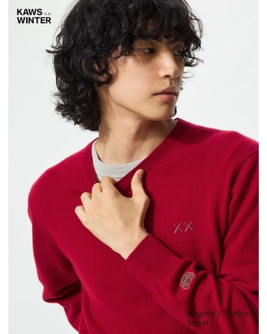 Uniqlo Red Kaws Winter 100% Cashmere Crew Neck Jumper