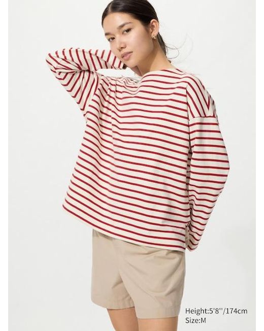 Uniqlo Red T-Shirt (Long Sleeve, Striped)