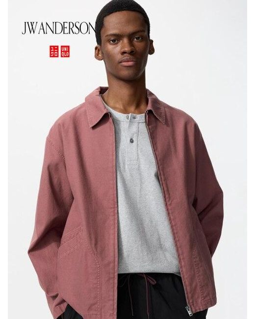 Uniqlo Red Zip-Up Blouson for men
