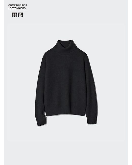 Uniqlo Black Lammwolle Rollkragenpullover