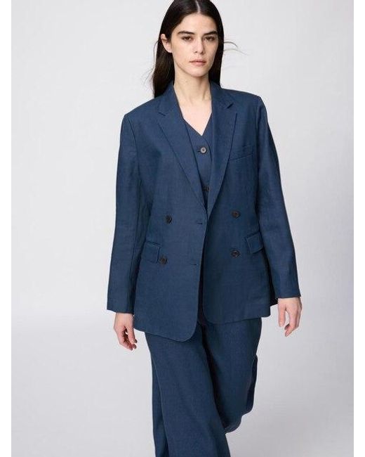 Uniqlo Blue 100% Premium Linen Jacket