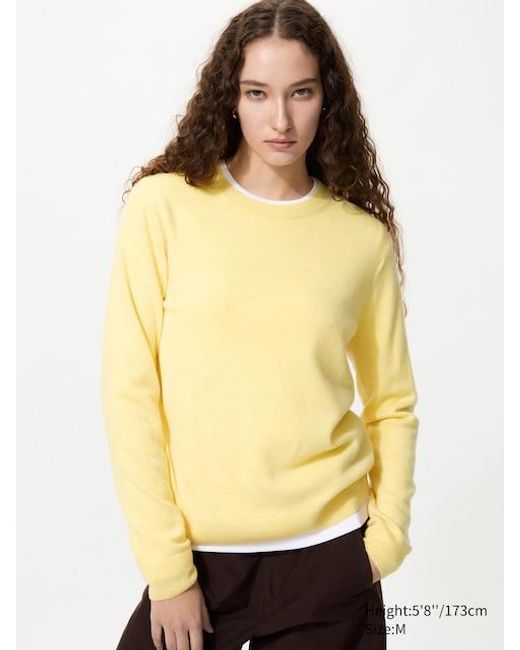 Uniqlo Yellow 100% Cashmere Crew Neck Jumper