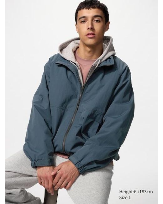 Uniqlo Blue Windproof Stand Collar Blouson for men