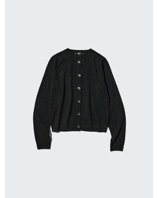 Uniqlo Black 100% Cashmere Crew Neck Short Cardigan