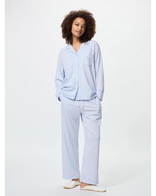 Uniqlo Blue Airism Cotton Pyjamas (Long Sleeve)