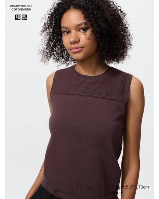 Uniqlo Purple Cotton Crew Neck Jumper (Sleeveless)