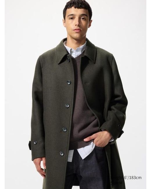 Uniqlo Black Balmacaan Overcoat for men