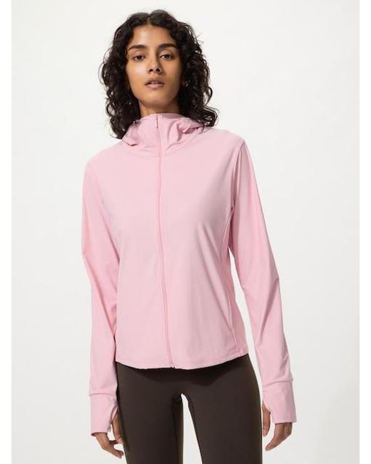 Uniqlo Pink Ultra Stretch Airism Uv Protection Full-Zip Hoodie