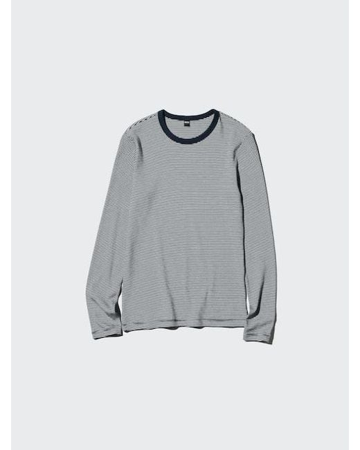 Uniqlo Gray Soft Ribbed T-Shirt (Long Sleeve, Striped)