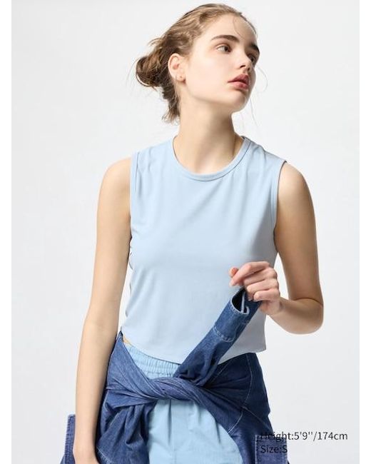 Canotta Airism Soft A Coste di Uniqlo in Blue