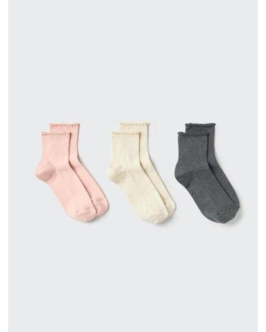 Uniqlo White Socks (Crew Frill, 3 Pairs)