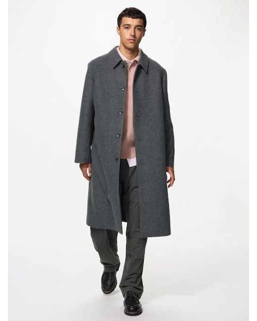 Uniqlo Blue Balmacaan Overcoat for men
