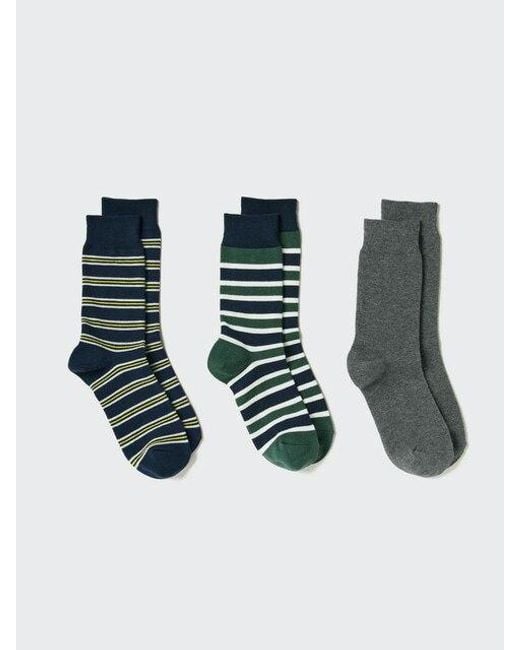 Uniqlo Blue Socks (Striped, 3 Pairs)