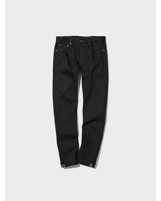 Uniqlo Black Selvedge Stretch Slim Fit Jeans for men