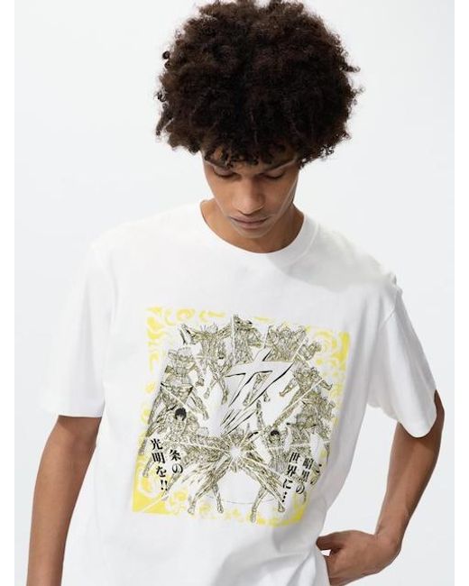 Uniqlo White Manga Ut Shueisha 100Th Graphic T-Shirt (Saint Seiya Knights Of The Zodiac) for men