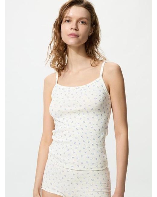 Uniqlo White Pointelle Camisole (Hearts)
