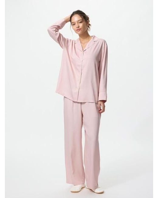 Uniqlo Pink Satin Pyjamas (Long Sleeve)
