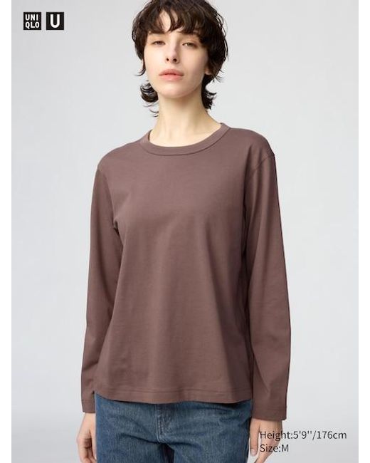 Uniqlo Brown 100% Supima Cotton T-Shirt (Long Sleeve)